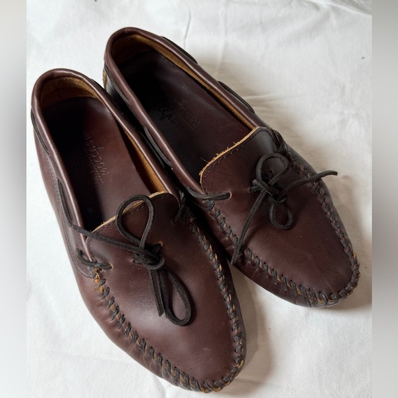 Minnetonka Size 10 Genuine Leather Rich Brown Slip On Driver Loafer Shoes main image 9